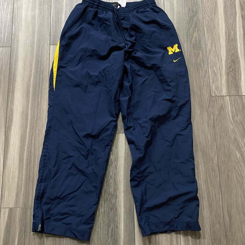 Nike Michigan Wolverines Track Pants Size XL Blue Yellow Lined